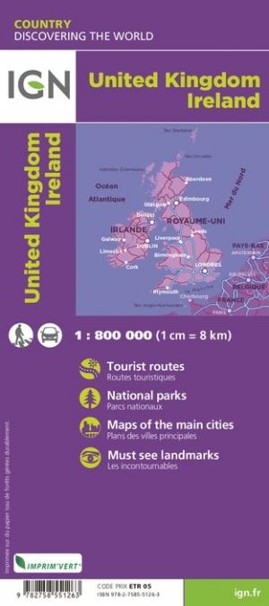 Carte touristique - Royaume-Uni & Irlande | IGN carte pliée IGN 