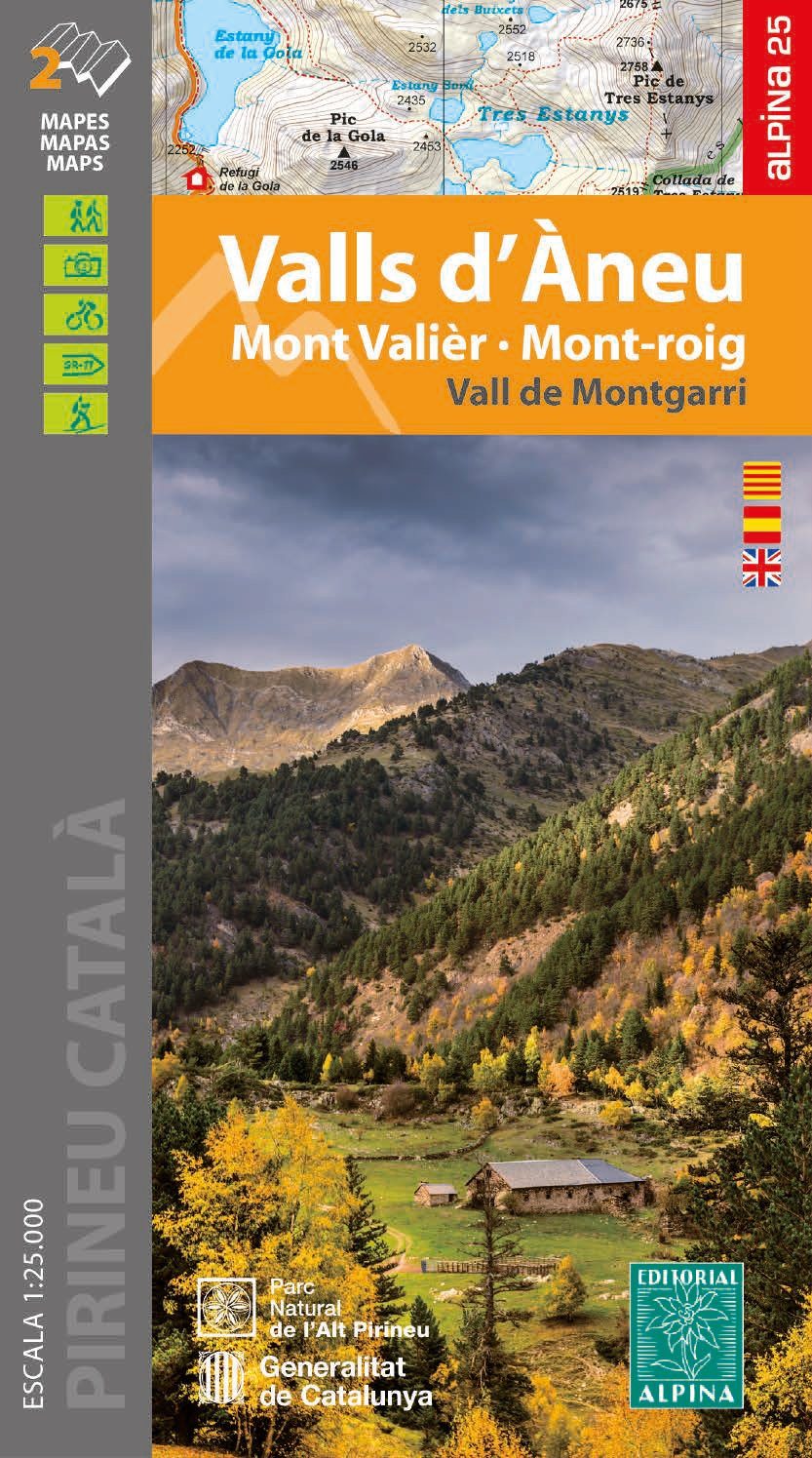 Cartes de randonnée - Valls d’Àneu, Mont Valier, Mont-roig, Vall de Montgarri (Pyrénées catalanes) | Alpina carte pliée Editorial Alpina 
