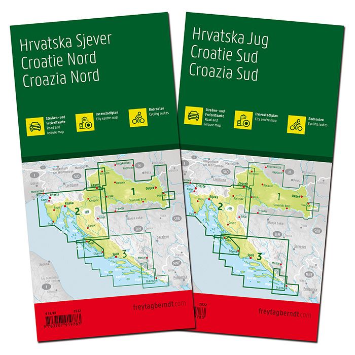 Cartes routières & cyclistes - Croatie Nord & Sud | Freytag & Berndt carte pliée Freytag & Berndt 