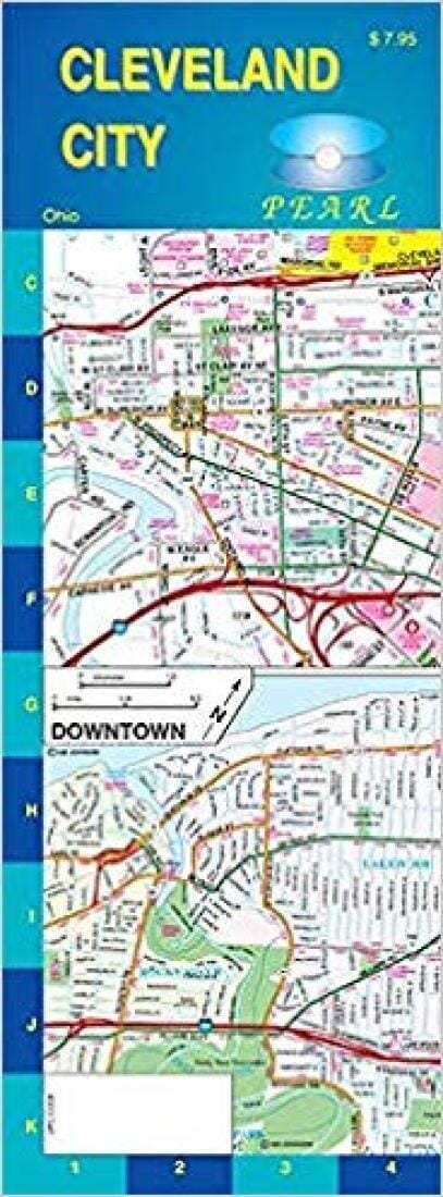 Cleveland, Ohio, Pearl Map, Laminated | GM Johnson Road Map 