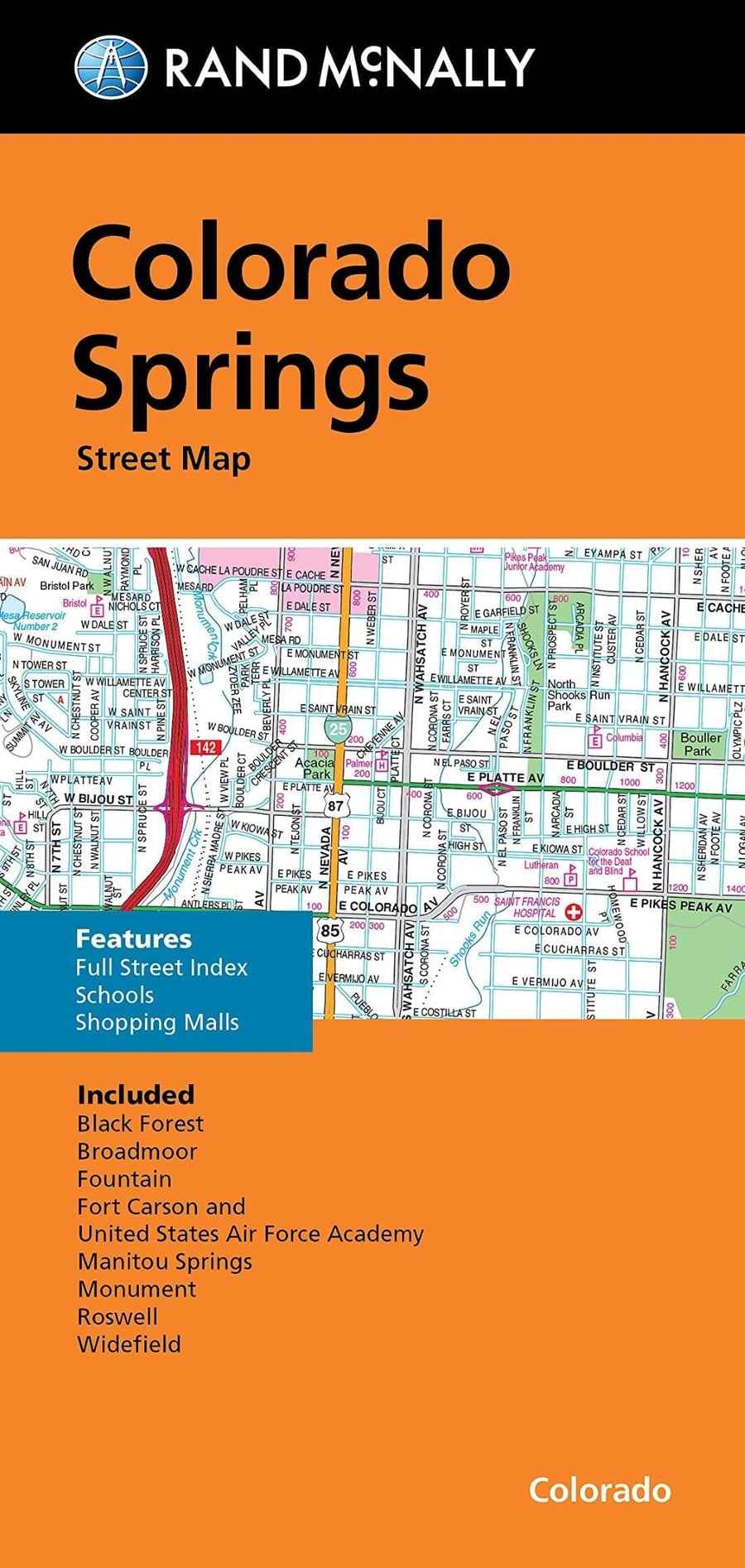 Colorado Springs, Folded Street Map | Rand McNally carte pliée 