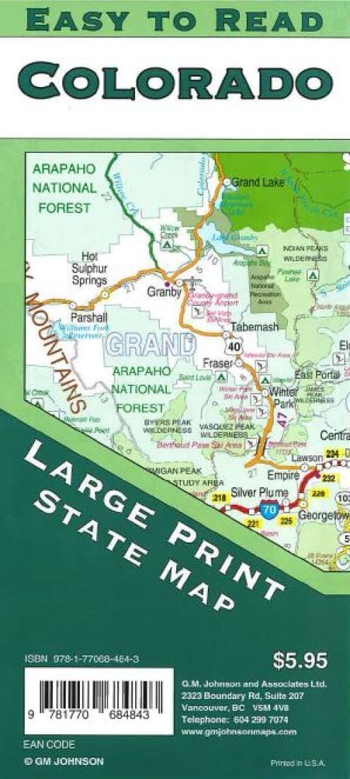 Colorado State - Large Print + Easy to Read | GM Johnson Road Map 