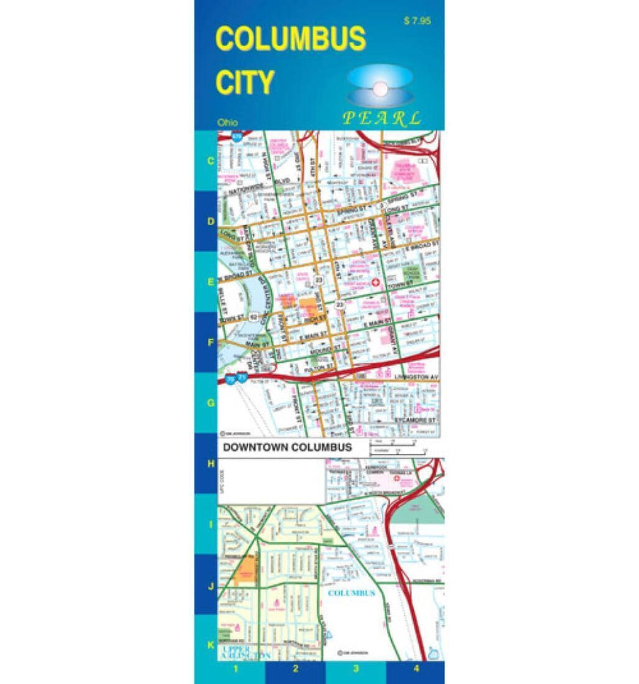 Columbus - Ohio - Pearl Map - laminated | GM Johnson Road Map 