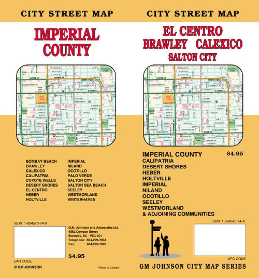 El Centro - Imperial County - Brawley and Calexico - California | GM Johnson Road Map 