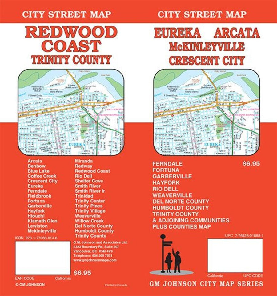 Eureka : Arcata : McKinleyville : Crescent City : city street map = Redwood Coast : city street map | GM Johnson carte pliée 