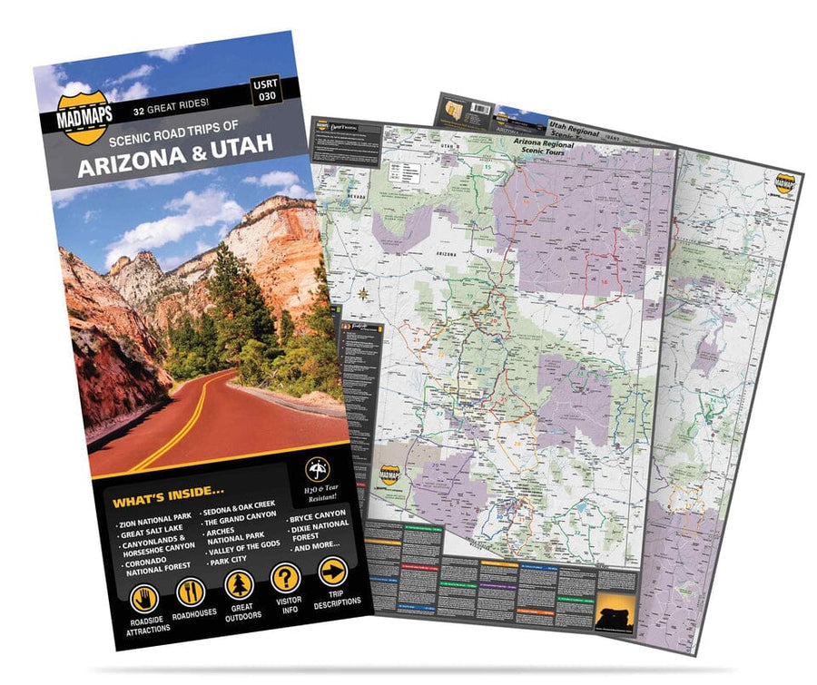 Scenic road trips of Arizona and Utah | MAD Maps carte pliée 