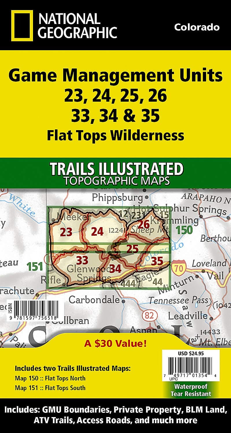 Flat Tops Wilderness GMU [Map Pack Bundle] | National Geographic carte pliée 
