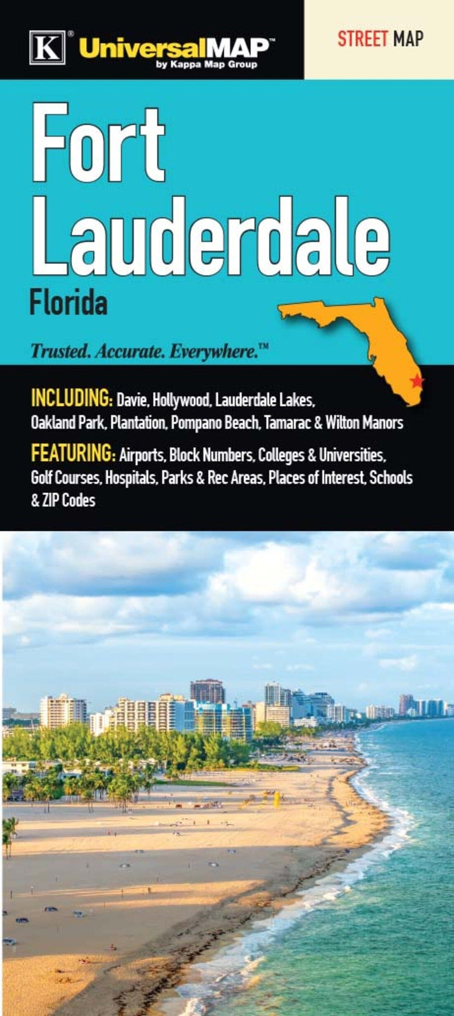 Fort Lauderdale, Florida Street Map | Kappa Map Group carte pliée 