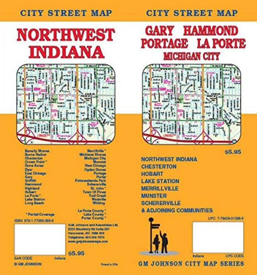 Gary : Hammond : Portage : La Porte : Michigan City : city street map = Northwest Indiana : city street map | GM Johnson carte pliée 