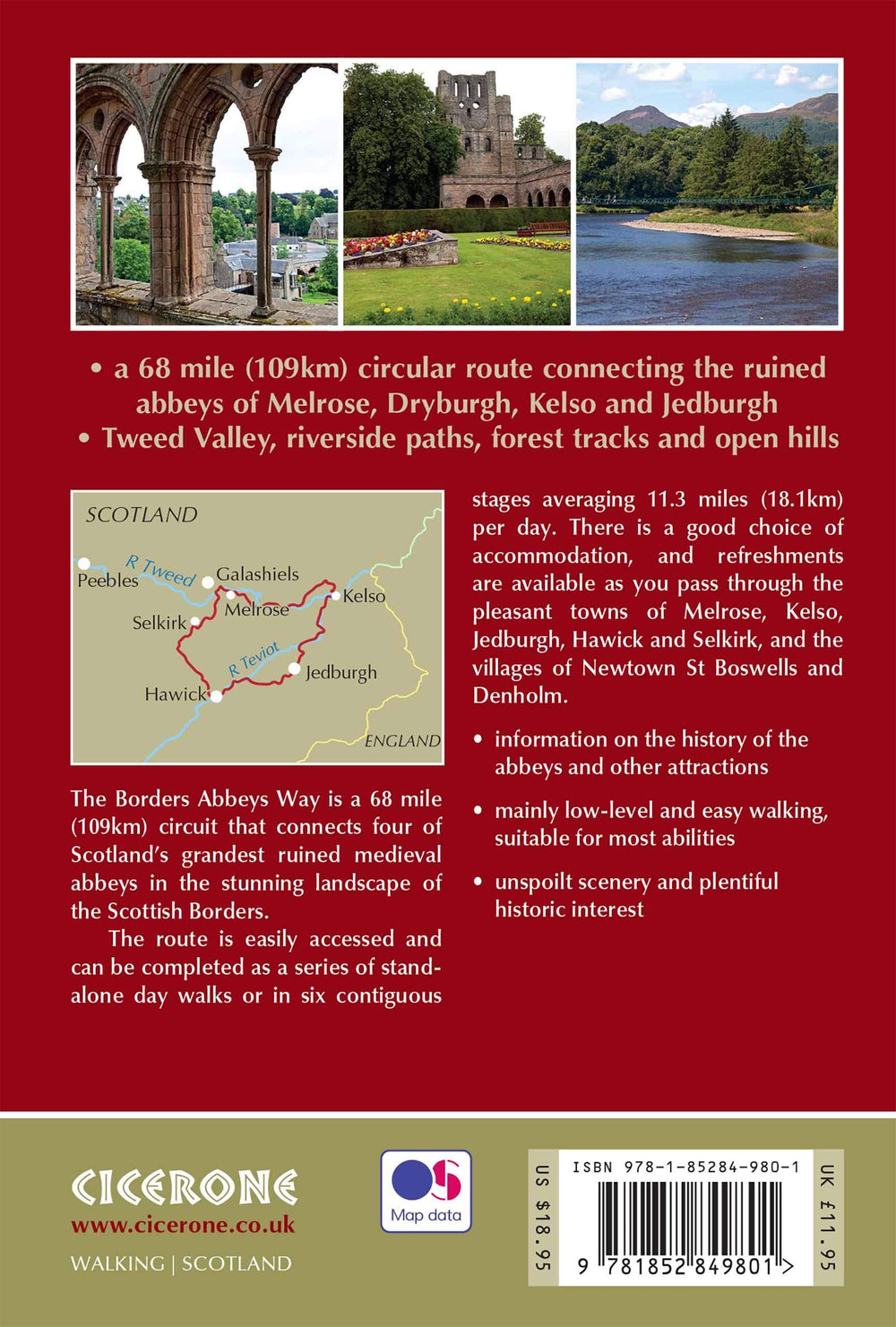 Guide de Randonnée - The Borders Abbeys Way, Ecosse (en anglais) | Cicerone guide de randonnée Cicerone 
