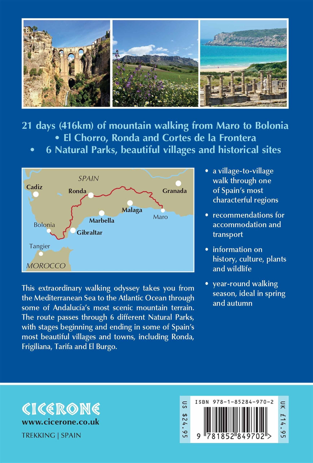 Guide de randonnées (en anglais) - Andalucian Coast to Coast, from the Mediterranean to the Atlantic | Cicerone guide de randonnée Cicerone 