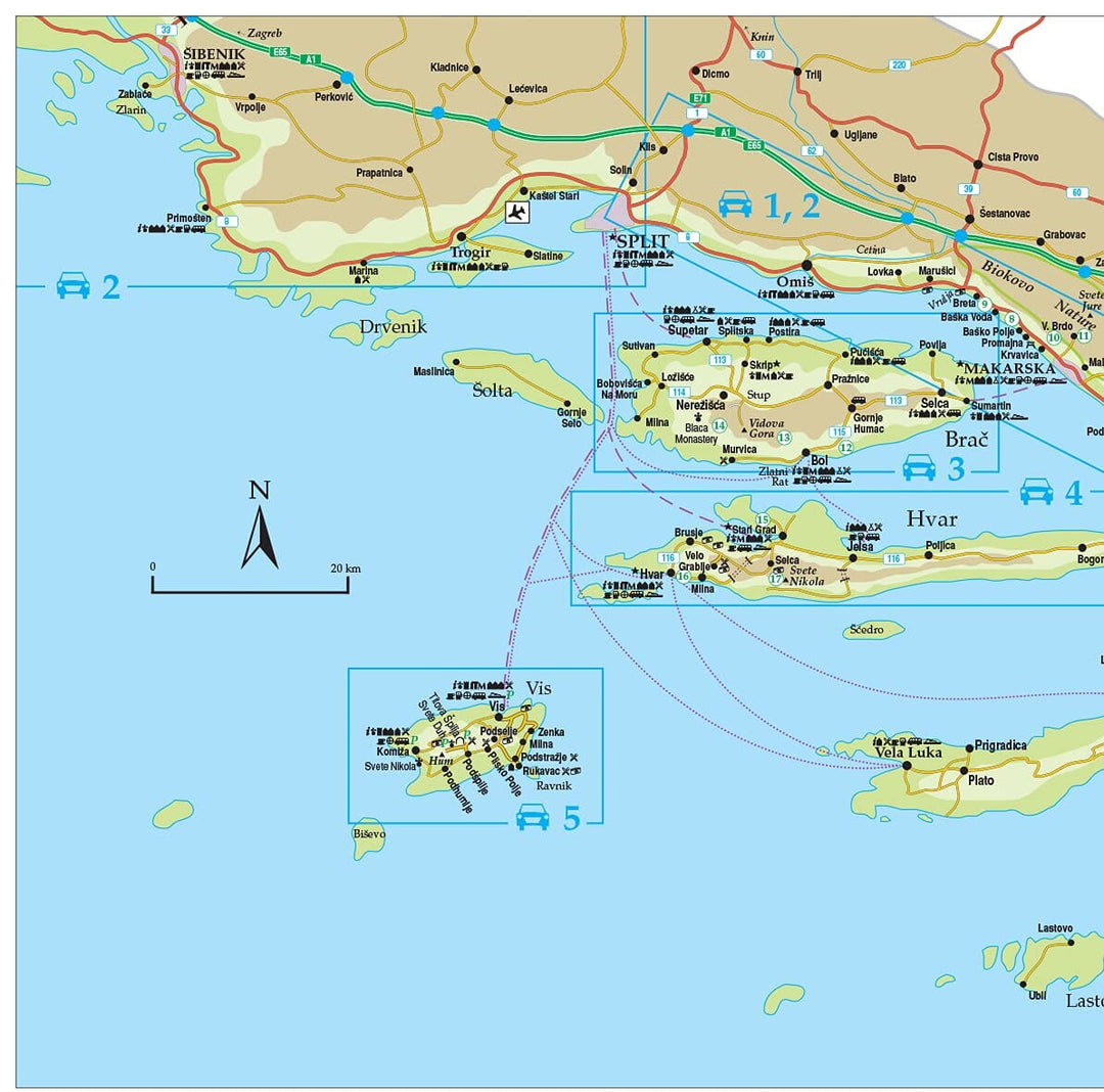 Guide de randonnées (en anglais) - Croatia - 9 car tours & 90 long and short walks with GPS | Sunflower guide de randonnée Sunflower 