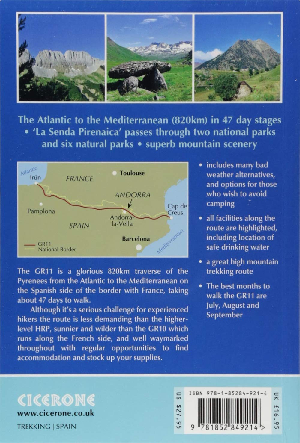 Guide de randonnées (en anglais) - GR11 Trail - la Senda through the Spanish Pyrenees | Cicerone guide de randonnée Cicerone 