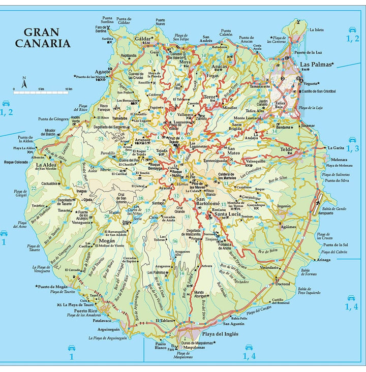 Guide de randonnées (en anglais) - Gran Canaria - 6 car tours & 60 long and short walks with GPS | Sunflower guide de randonnée Sunflower 