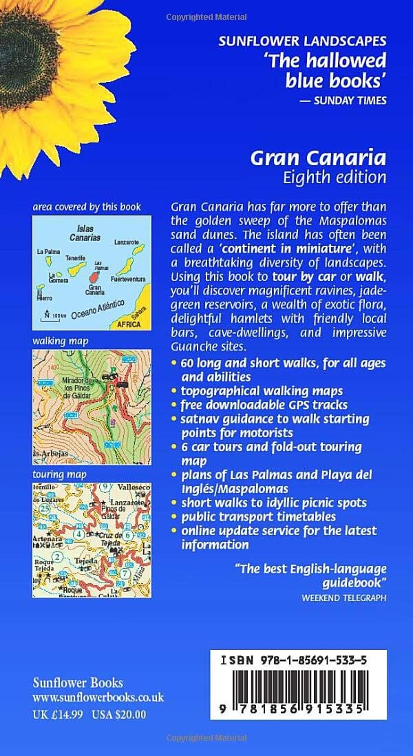 Guide de randonnées (en anglais) - Gran Canaria - 6 car tours & 60 long and short walks with GPS | Sunflower guide de randonnée Sunflower 