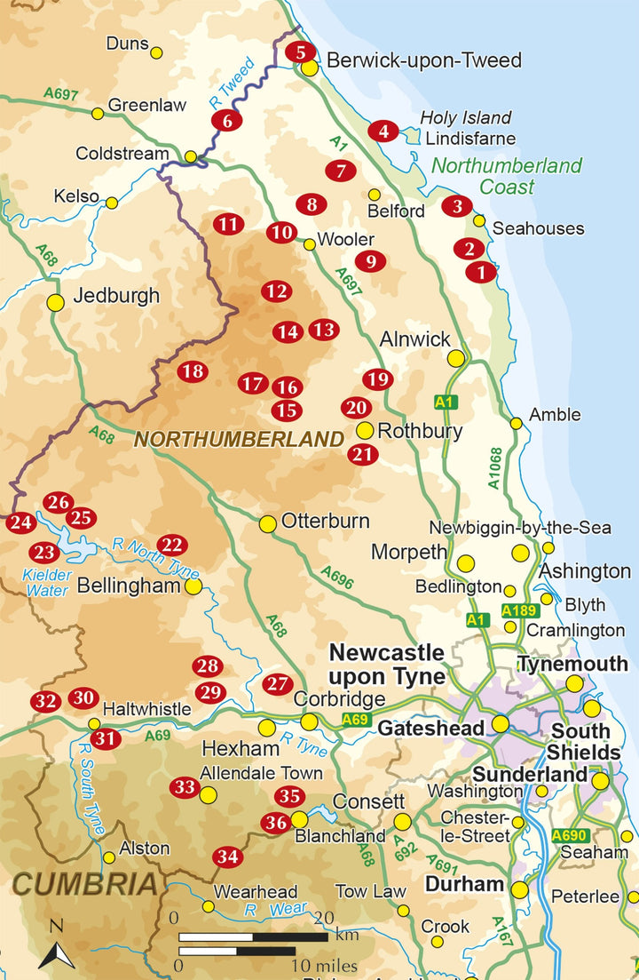Guide de randonnées (en anglais) - Northumberland : 36 walks throughout the national park - Coast, Cheviots, Hadrian's Wall and Pennines | Cicerone guide de randonnée Cicerone 