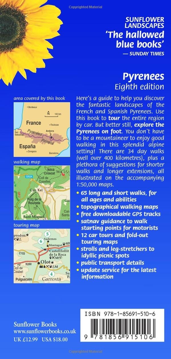 Guide de randonnées (en anglais) - Pyrenees | Sunflower guide petit format Sunflower 