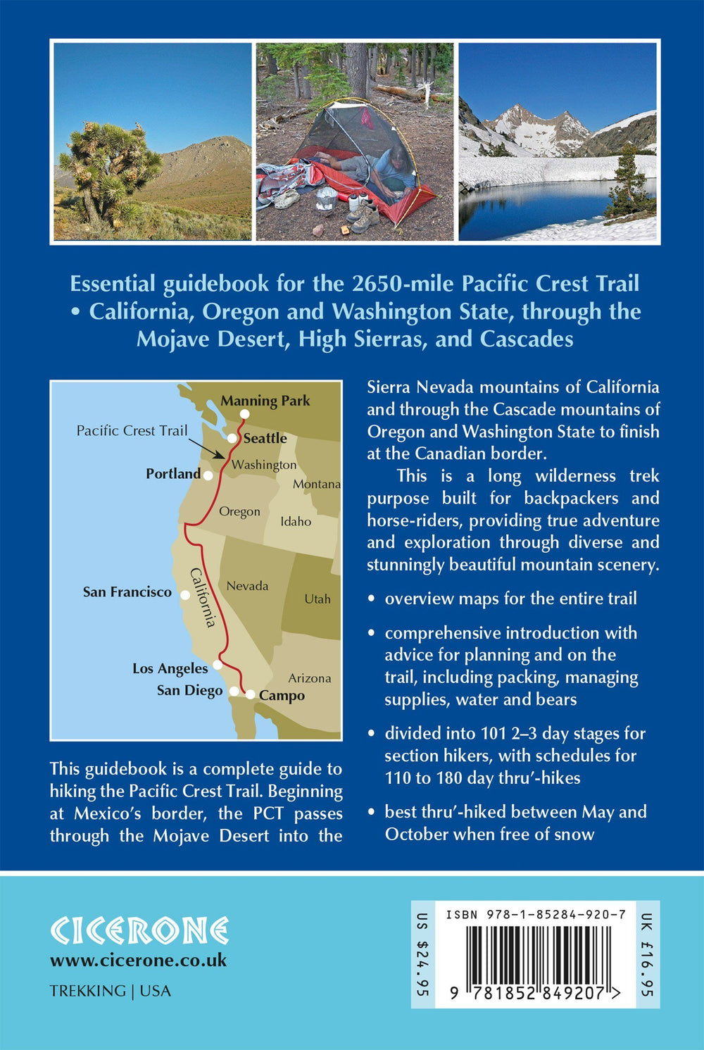 Guide de randonnées (en anglais) - The Pacific Crest Trail : A Long Distance Footpath Through California, Oregon and Washington | Cicerone guide de randonnée Cicerone 