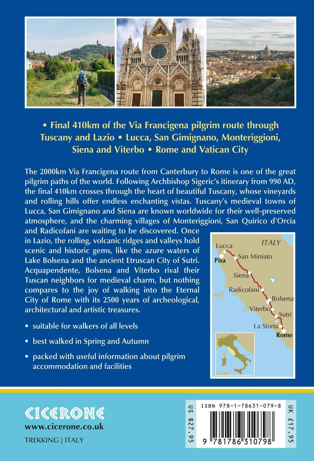 Guide de randonnées (en anglais) - Via Francigena : Lucca to Rome, Part 3 | Cicerone guide de randonnée Cicerone 