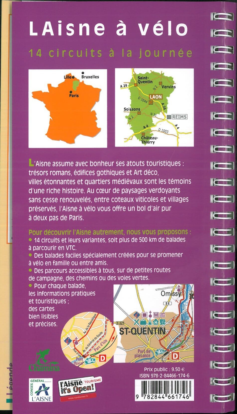 Guide vélo - Aisne - 14 circuits à la journée | Chamina guide petit format Chamina 