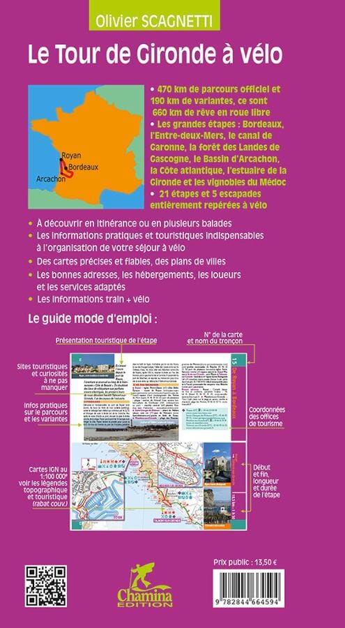 Guide vélo - Tour de Gironde - au départ de Bordeaux | Chamina guide petit format Chamina 