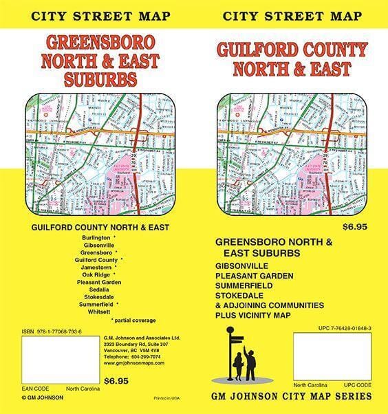 Guilford County / Greensboro North & East Suburbs - North Carolina Street Map | GM Johnson Road Map 