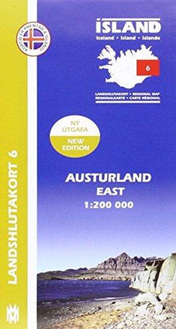 East Iceland - Regional Map 6 - 1:200,000 | Mal og menning Road Map 