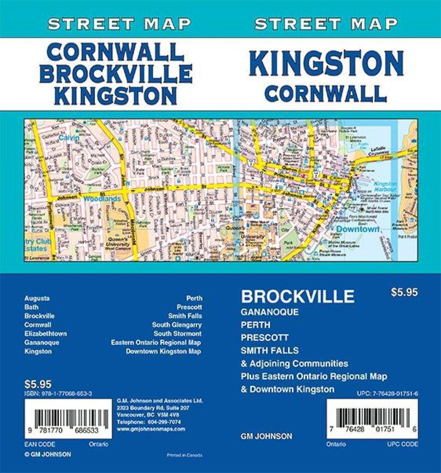 Kingston / Cornwall / Brockville / Smith Falls - Ontario Street Map | GM Johnson Road Map 