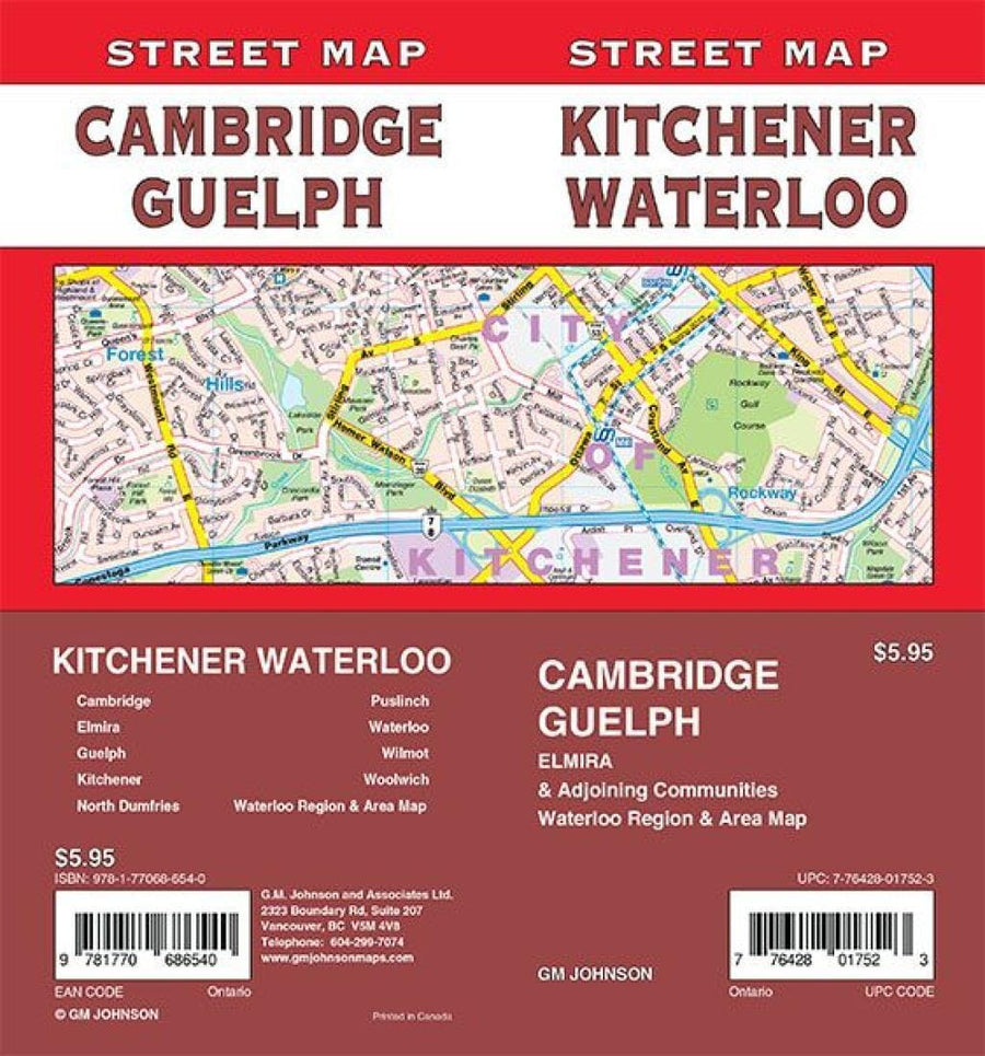 Kitchener / Waterloo / Cambridge / Guelph - Ontario Street Map | GM Johnson Road Map 