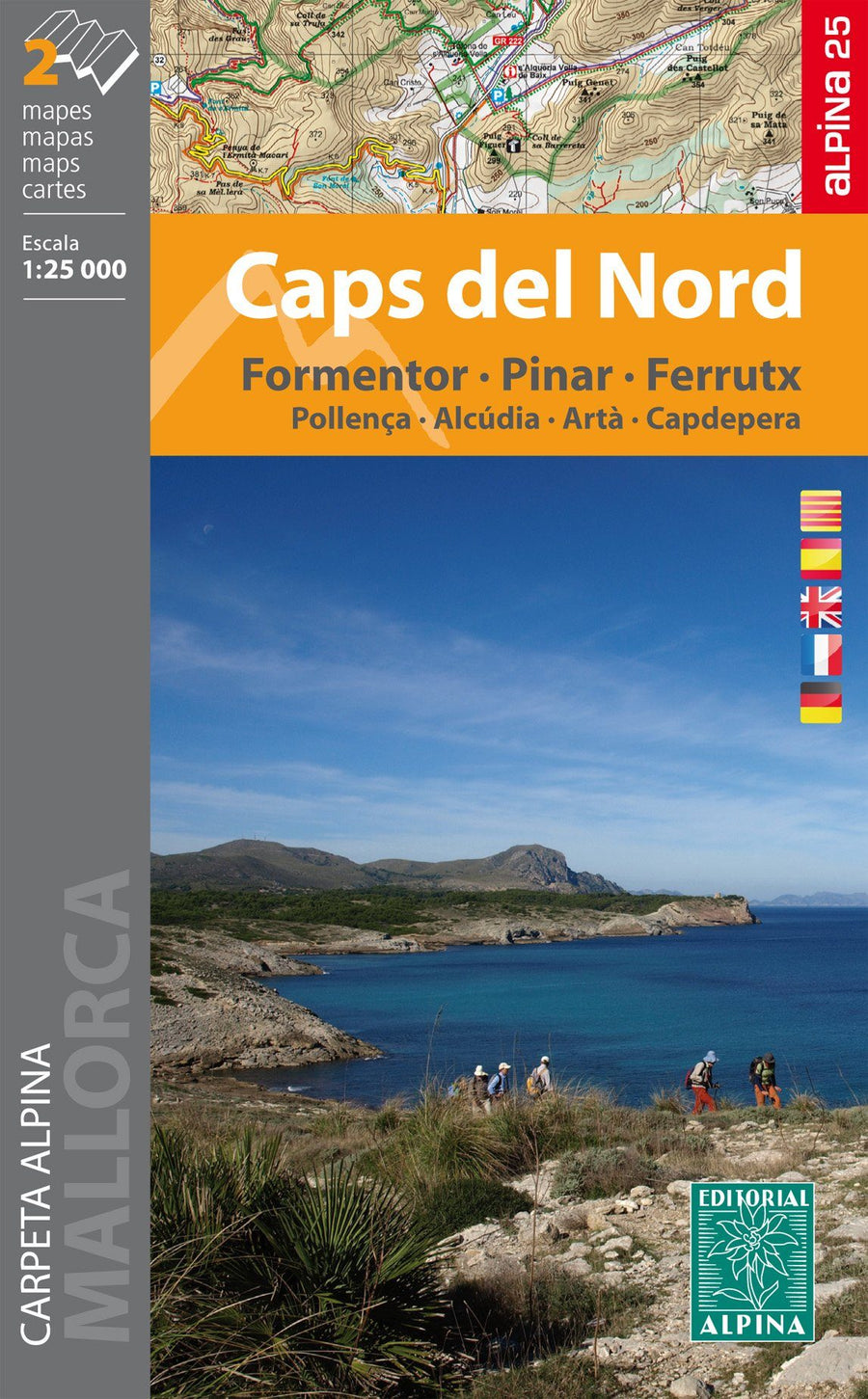 Lot de 2 cartes de randonnée - Caps del Nord, Formentor, Pinar, Ferrutx (Majorque, Iles Baléares) | Alpina carte pliée Editorial Alpina 
