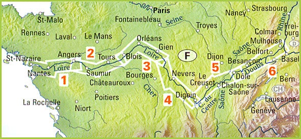 Set of 6 cycling maps EuroVelo 6 Part 1 Atlantic at the Rhine Huber