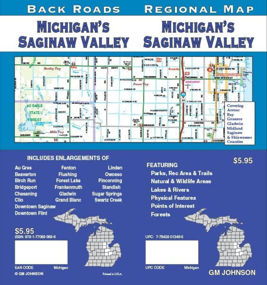 Michigan - Saginaw Valley - Back Roads | GM Johnson Road Map 
