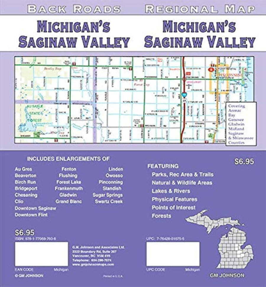 Michigan's Saginaw Valley : regional map = Michigan's Saginaw Valley : back roads | GM Johnson carte pliée 