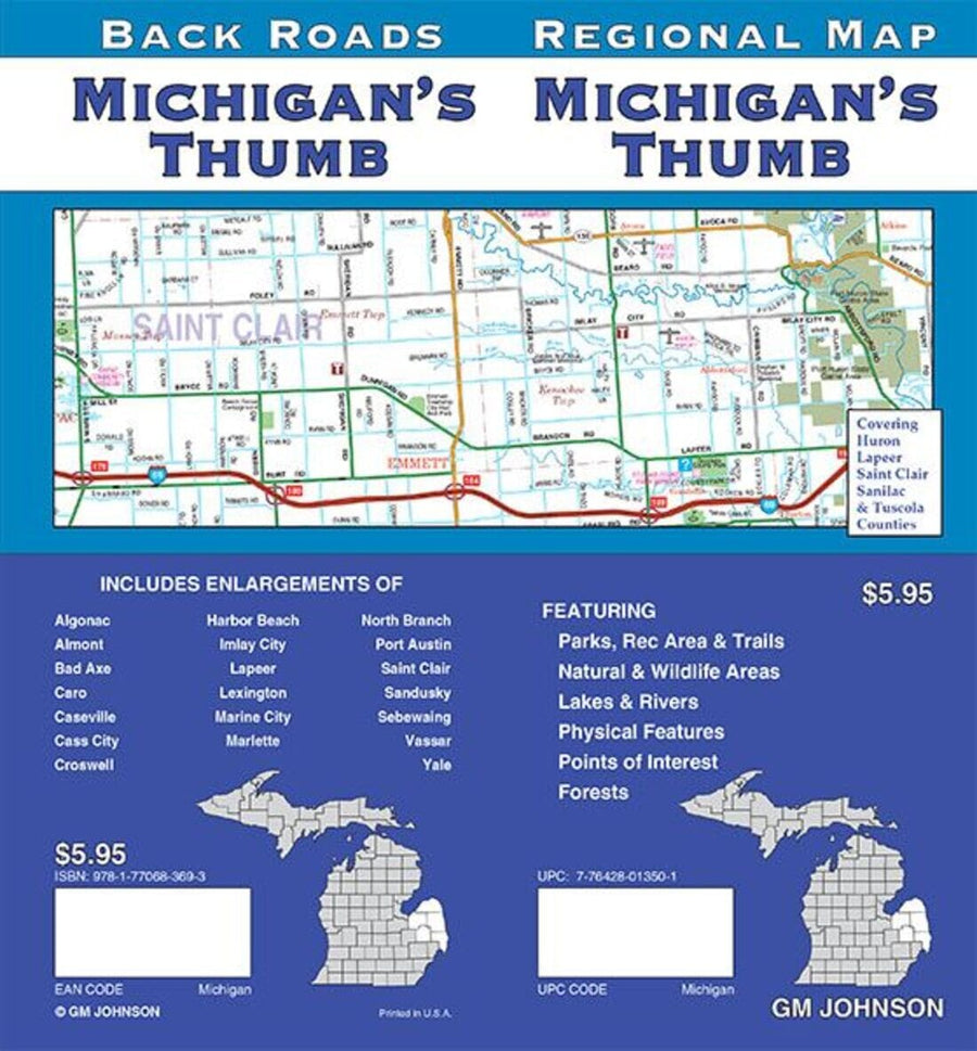 Michigan's Thumb : regional map | GM Johnson carte pliée 