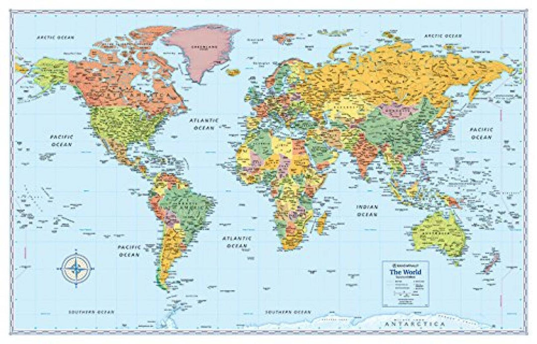 World, Signature Series Laminated Map, Blue by Rand McNally