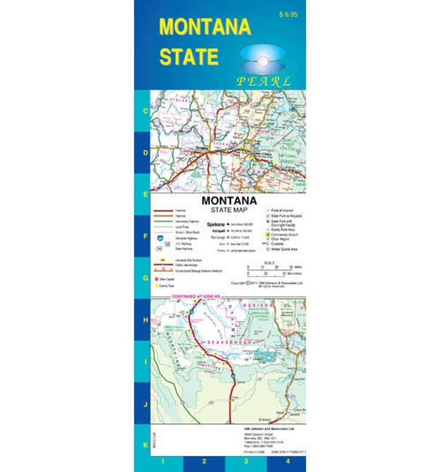 Montana - Pearl Map - laminated | GM Johnson Road Map 