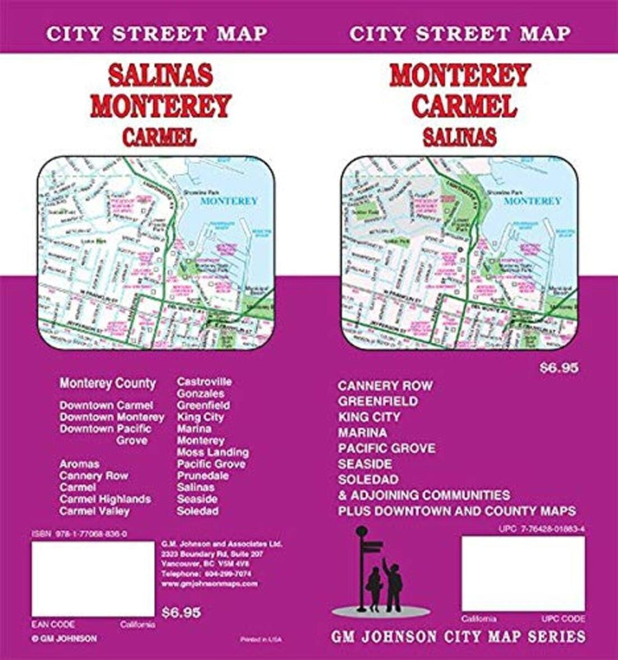 Monterey : Carmel : Salinas : city street map = Salinas : Monterey : Carmel : city street map | GM Johnson carte pliée 