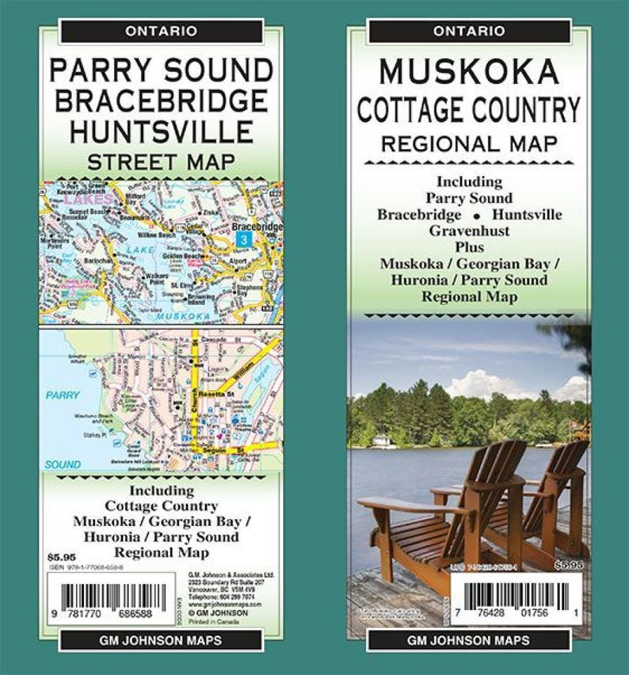 Muskoka / Parry Sound / Bracebridge / Cottage Country - Ontario Street-Regional Map | GM Johnson Road Map 