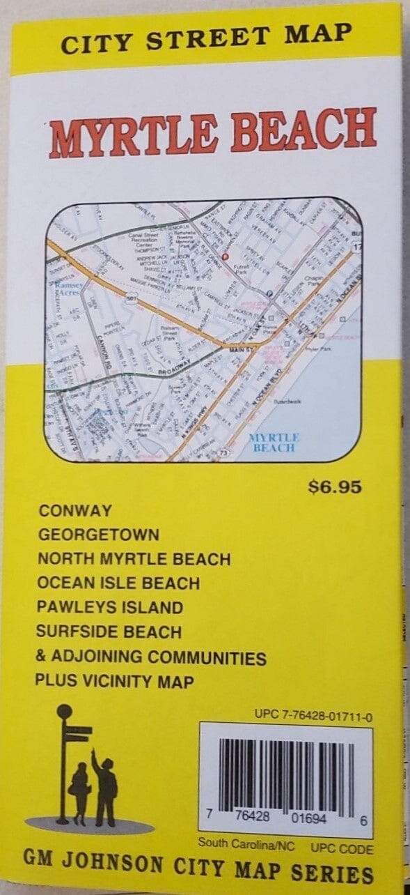 Myrtle Beach : city street map | GM Johnson carte pliée 