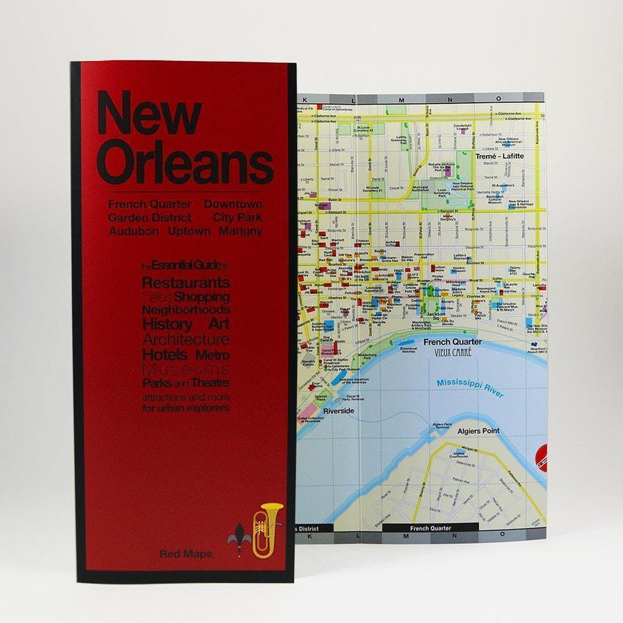New Orleans, La: French Quarter, Downtown, Garden District, City Park, Audubon, Uptown, Marigny | Red Maps Road Map 