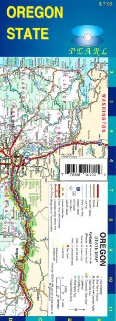Oregon - Pearl Map - laminated - with Portland inset | GM Johnson Road Map 