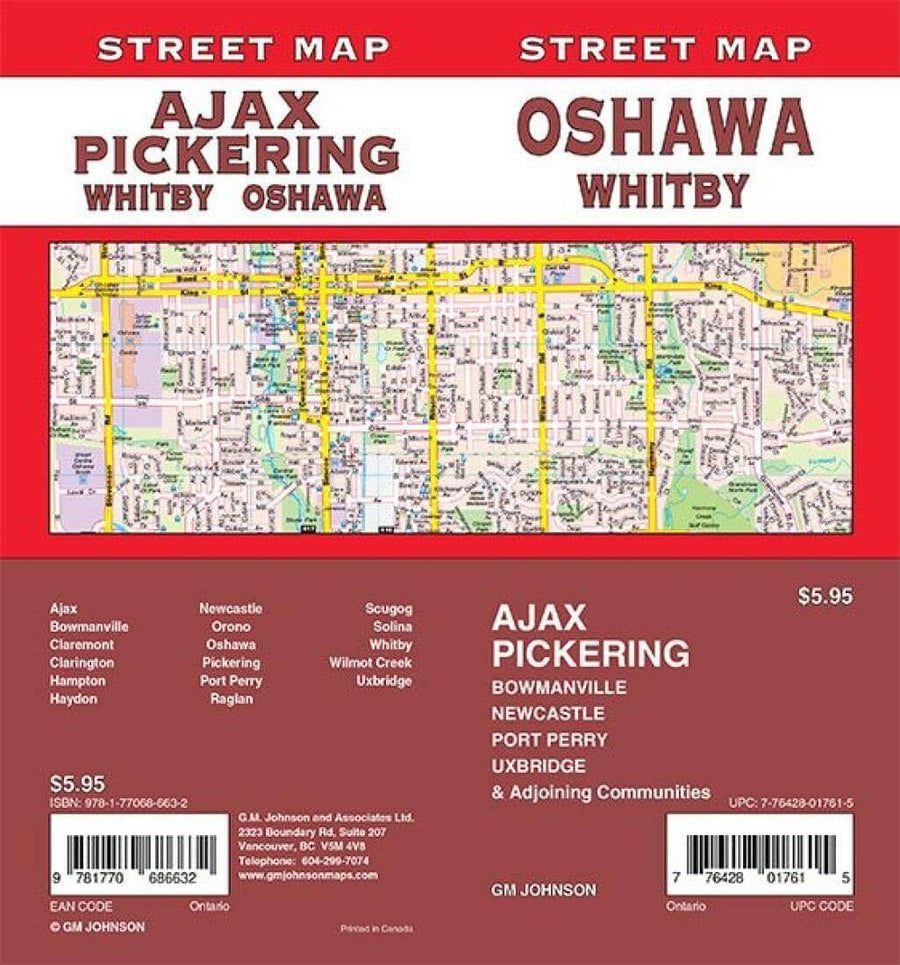 Oshawa / Pickering / Whitby / Ajax / Bowmanville - Ontario Street Map | GM Johnson Road Map 