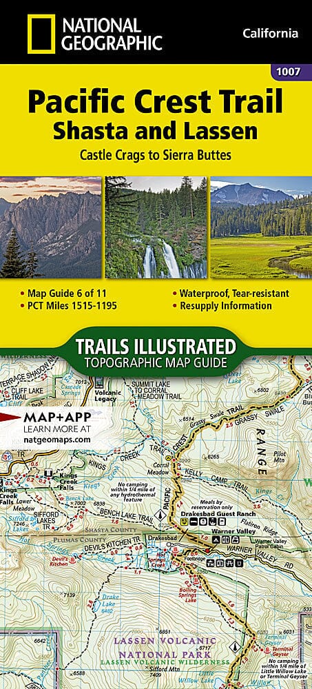 Pacific Crest Trail [Castle Craggs to Sierra Buttes] | National Geographic carte pliée 