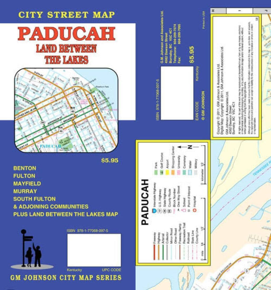 Paducah, Kentucky, With Land Between The Lakes | GM Johnson Road Map 