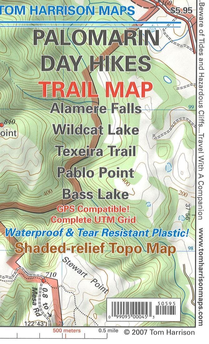 Palomarin Day Hikes Trail Map | Tom Harrison Maps Hiking Map 