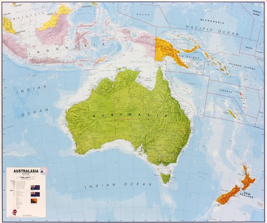 Panneau épinglable (en anglais) - Australasie politique - 120 x 100 cm | Maps International panneau épinglable Maps International 