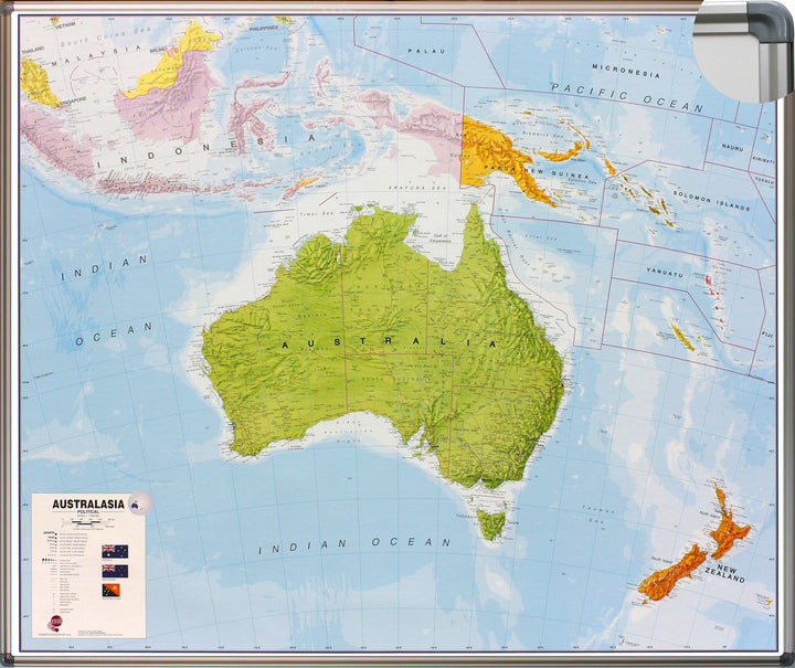 Panneau épinglable (en anglais) - Australasie politique - 120 x 100 cm | Maps International panneau épinglable Maps International 