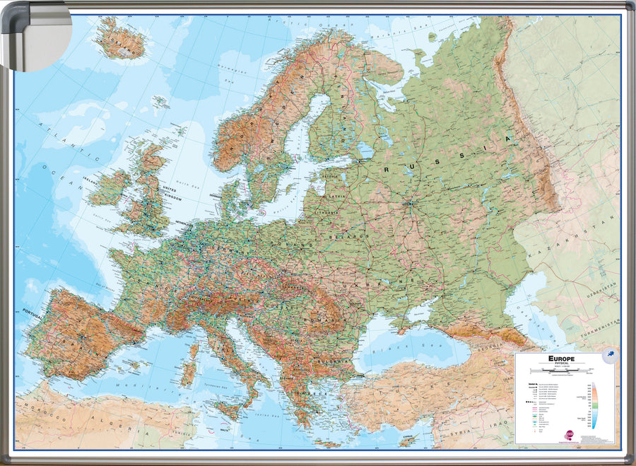 Panneau épinglable (en anglais) - Europe physique - 136 x 98 cm | Maps International panneau épinglable Maps International 