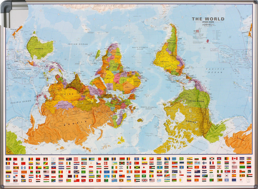 Panneau épinglable (en anglais) - Monde politique, upside down - 136 x 100 cm | Maps International panneau épinglable Maps International 