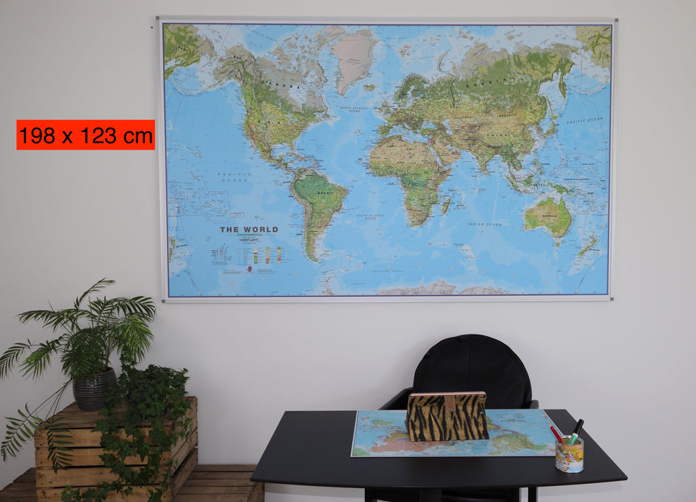 Panneau magnétique (en anglais) - Monde environnemental - 198 x 123 cm | Maps International panneau magnétique Maps International 